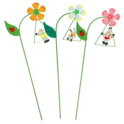3St Metall Blumenhalter Eisen Erdspieß