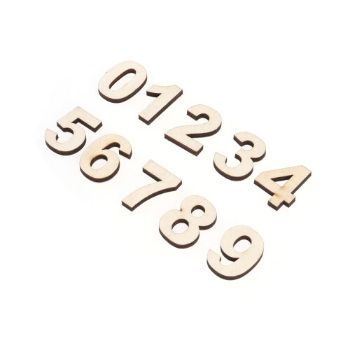 3Stk. 10-Teiliges Holz- -Set 0-9 - Selbstklebend