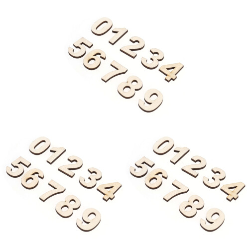 3Stk. 10-Teiliges Holz- -Set 0-9 - Selbstklebend 1