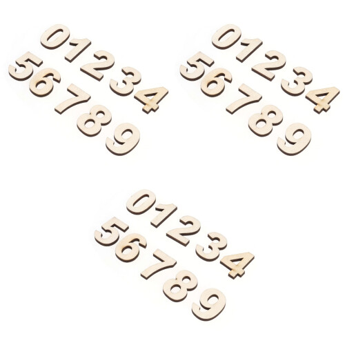 3Stk. 10-Teiliges Holz- -Set 0-9 - Selbstklebend 2