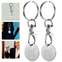 4St Duurzame Rvs Shopping Trolley Tokens Sleutelhanger Met Accessoire