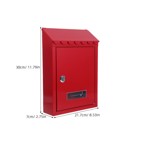 Mailbox Afsluitbaar Wandmontage Rood Tinplate 1