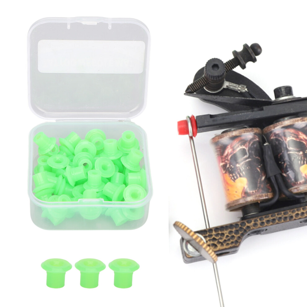 Green 50Pcs Tattoo Needle Grommets Shock Absorption Soft Silicone Nipples