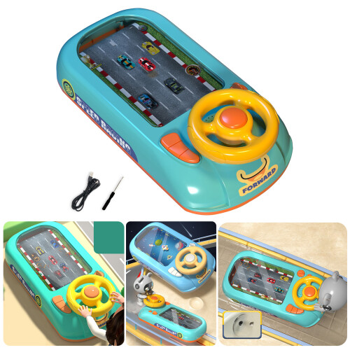 Educational Steering Wheels Toy Driving Simulator Car Race-Blue 2