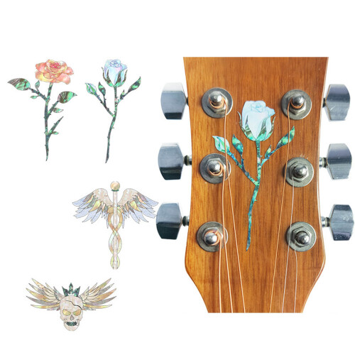 Guitar Head Sticker Guitar Headstock Decals Removable-Red rose 1