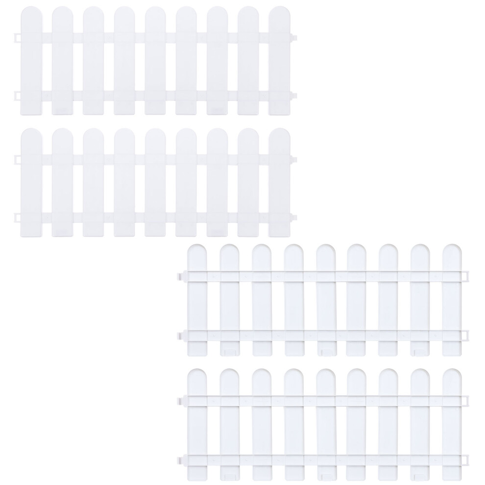 4Pcs White Plastic Small Fences For Indoor Garden And Courtyard 072981684845