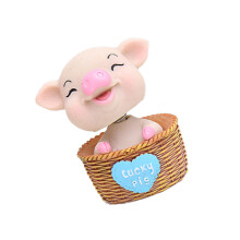 Bunte Wackelkopf Schwein Auto Dekoration Resin Figur