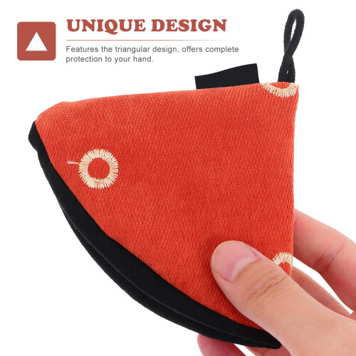 1Pc Orange Polyester Pot Handle Glove Triangular Heat-Insulated Cover 2