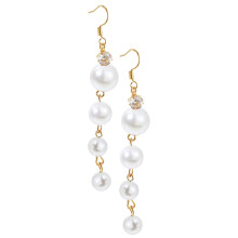 1Paar Lange Weiße Perlenohrringe Damen Ohrschmuck S925 Silber