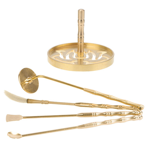 1 Set Messing Räucherkegel Löffel Bürste 2