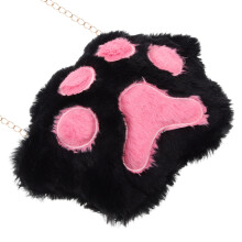 Cat Paw Schultertasche, Flauschige Umhängetasche Mit Kettengurt