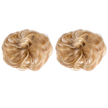 2Pièces Accessoire Chignon Synthétique Beige Style Désordonné