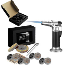 Cocktail Smoker Kit with Torch And 4 Flavored Wood Chips for Whiskey Bourbon Aging