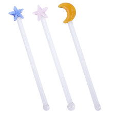 3Stk Bunte Glas Cocktail Sticks Wiederverwendbar Für Getränke