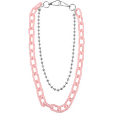 Kettenhalsband Mit Runden Perlen Geometrischem Taillenband Pink