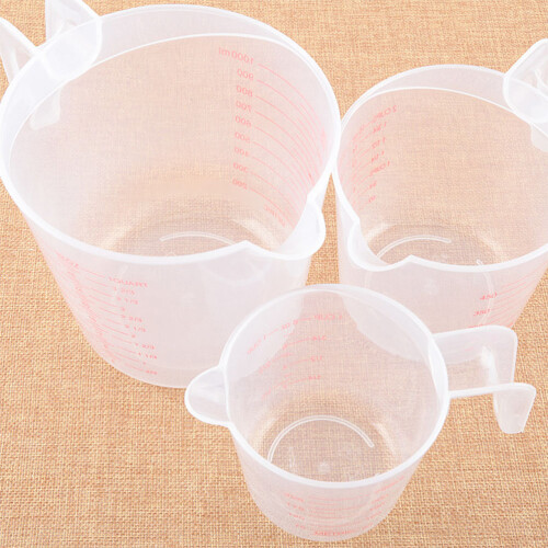 3Stk Back Messbecher Transparent Kunststoff Flüssigkeiten Messen 1