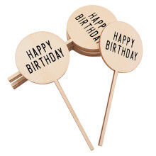 10pcs wooden birthday cake topper picks for cupcakes and desserts