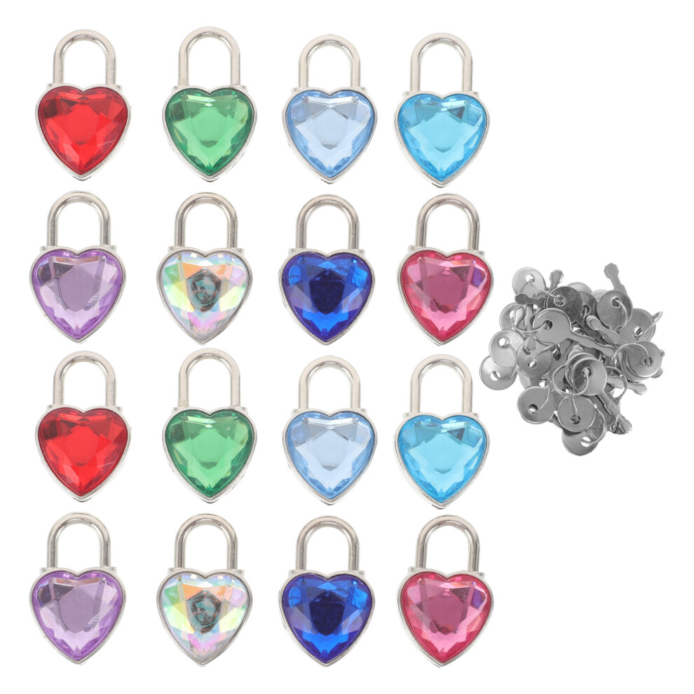 16Pcs Elegant Rhinestone Heart Padlocks Zinc Alloy Small Love Locks 072420409213