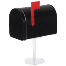 Mini Metal Mailbox With Base Waterproof Iron Box For Home Office Black