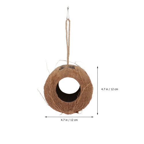 1Pc Light Brown Coconut Shell Lizard Birds Hiding House Pet Supply 1