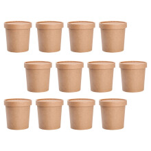 25 Einweg Suppen Schalen Mit Deckeln Für Suppe Und Brei (Khaki)
