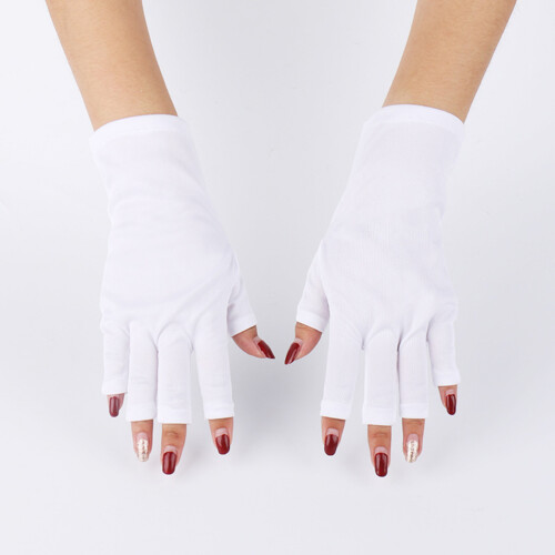 Witte Zonbeschermende Halve Handschoenen Stretch 2