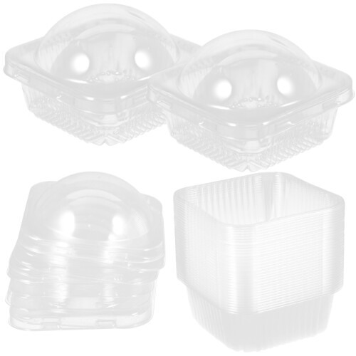 50Stk Runde Mondkuchenboxen Eigelb-Blitz-Container Transparent