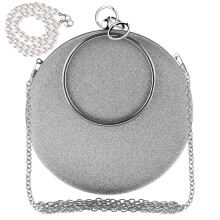 Women's Runder Beutel Abendclutch Mit Ring Perlenketten