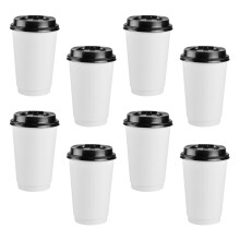 50Stk 16Unzen Einweg Kaffeebecher Papp Doppelwandig Mit Deckel
