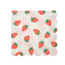 16Stk Einweg Servietten Mit Erdbeerdruck 25x25cm Für Party Und Fest