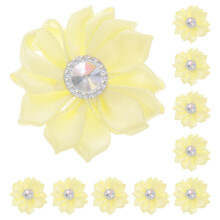 1 Beutel Mit 20 Stk Chiffon Blumen Strass Blüten Kopfschmuck Beige