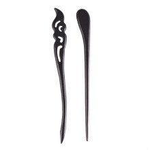 2Pcs Black Vintage Wooden Hair Hairpins for Women Casual & Party Wear