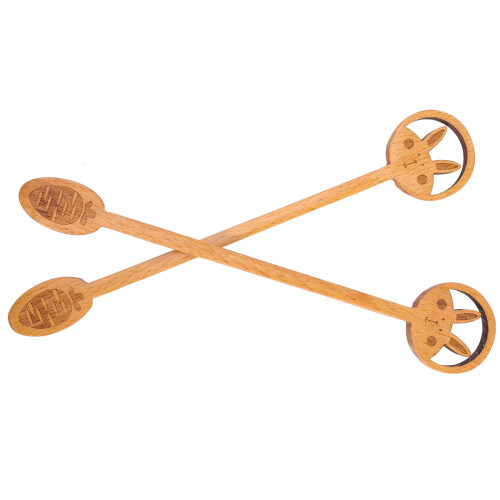 2Stück Holz Kaffeelöffel Für Osterfeier