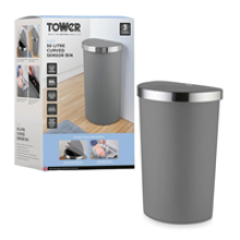 Tower Curved Sensor Bin 50 Litres - Grey