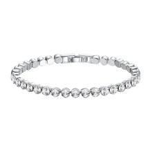 2Pcs Silver Zircon Bracelet Hollow Copper Glitter Elegant Women Bangle
