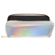 Sparking Sequins Brieftasche Für Frauen Mit Reißverschluss Silber