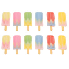 12 Stück Mini-Imitat-Stick-Eis, bunte Eisbonbon-Charms aus Harz