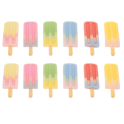 12 Stück Mini-Imitat-Stick-Eis, bunte Eisbonbon-Charms aus Harz