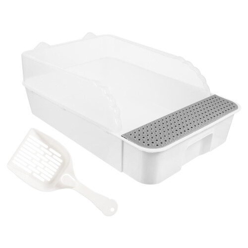 White Plastic Cat Litter Potty Semi-Enclosed Splash-Resistant Pan 2