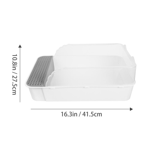 White Plastic Cat Litter Potty Semi-Enclosed Splash-Resistant Pan 1