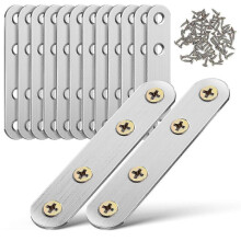 14 Pcs Flat Brackets Straight Brace Plates Metal Brackets with Holes for Wood