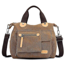 (Brown) Fashionable Women's Canvas Handbag with Shoulder Strap - Durable and Multifunctional Large Capacity