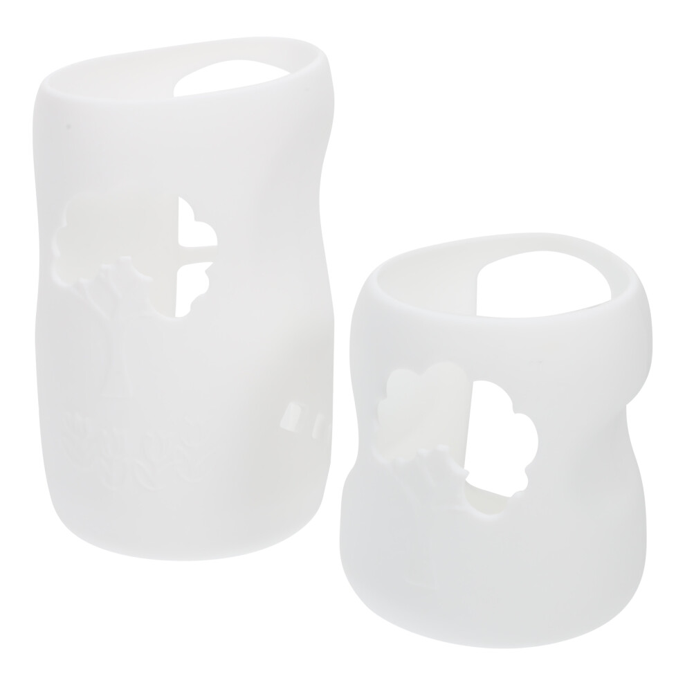 2Pcs Silicone Nursing Bottle Covers Reusable Baby Bottle Sleeves White Solustre