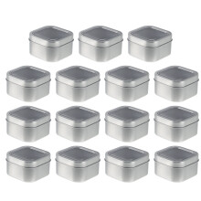 15Stk Quadratische Metalldosen Mit Sichtdeckel 4Unzen Für Kerzenguss