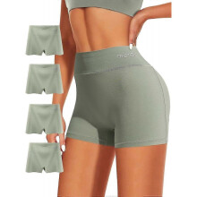 (XXL, Green*4) Women's Cotton Boxers High Waisted Boyshorts Soft Ladies Briefs 4 Pack Multipack