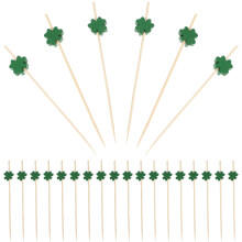 100Stk Holz Shamrock Cocktail Spieße Für Und Dessert