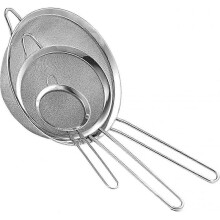 Stainless Steel Fine Wire Mesh Kitchen Sieve Set for Baking and Food Straining Gift for Him/Her