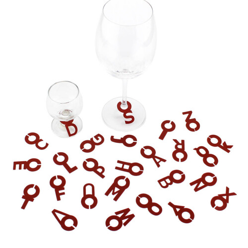 26 Alphabet Weinkelch Markierer Silikon Rot 1