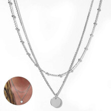 (Silver) 1pcs Layered Circle Necklace Bar Alloy Necklace Necklace For Women