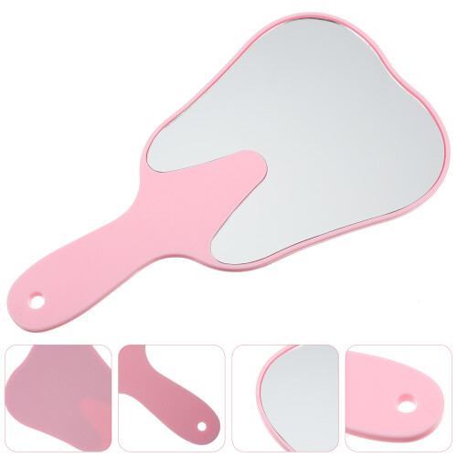 Zahnförmiger Handspiegel Mit , , Kunststoff, Rosa 1